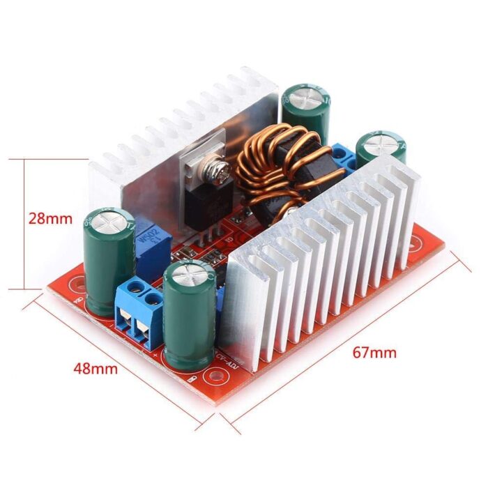 Besomi Electronics 400W 15A DC-DC Power Converter Boost Module - High-Efficiency Voltage Boosting for Automotive, DIY Electronics, and Solar Applications - Compact Design with Durable Performance