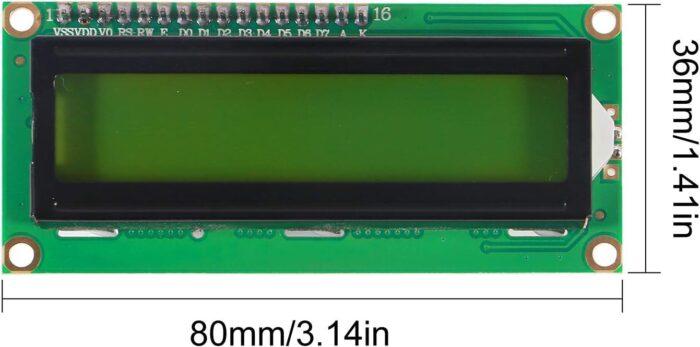 LCD Display Module, 16x2 Characters, Green Backlight, Arduino Compatible, Versatile Interface