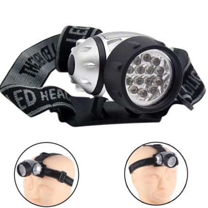 12 LED Headlight  Flash Light Torch Wide Beam Bright Adjustable Strap Headlamp