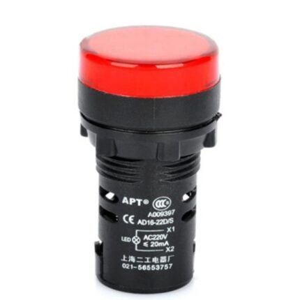 AD16-22C 24V Red LED Indicator - Industrial Electrical Indicator Light with 16mm Hole Diameter .