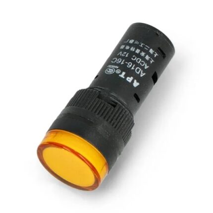 AD16-16C 12V Yellow LED Indicator - Industrial Electrical Indicator Light with 16mm Hole Diameter