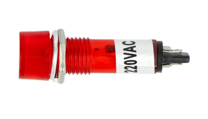 12mm Red LED Indicator Light - Industrial Electrical Indicator featuring 220V LED Lamp - Push-Fit Mounting - Ideal for LED Indication