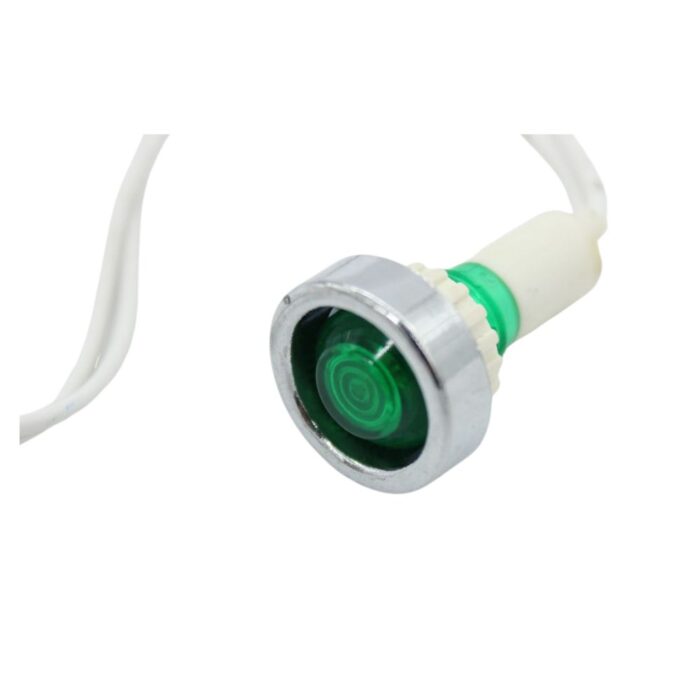 16MM Green LED Indicator Light with Wire - High-Visibility Industrial Electrical Indicator - 220V Supply Voltage.