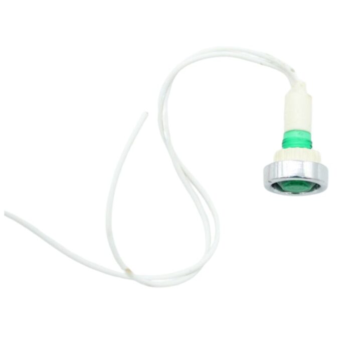 16MM Green LED Indicator Light with Wire - High-Visibility Industrial Electrical Indicator - 220V Supply Voltage.