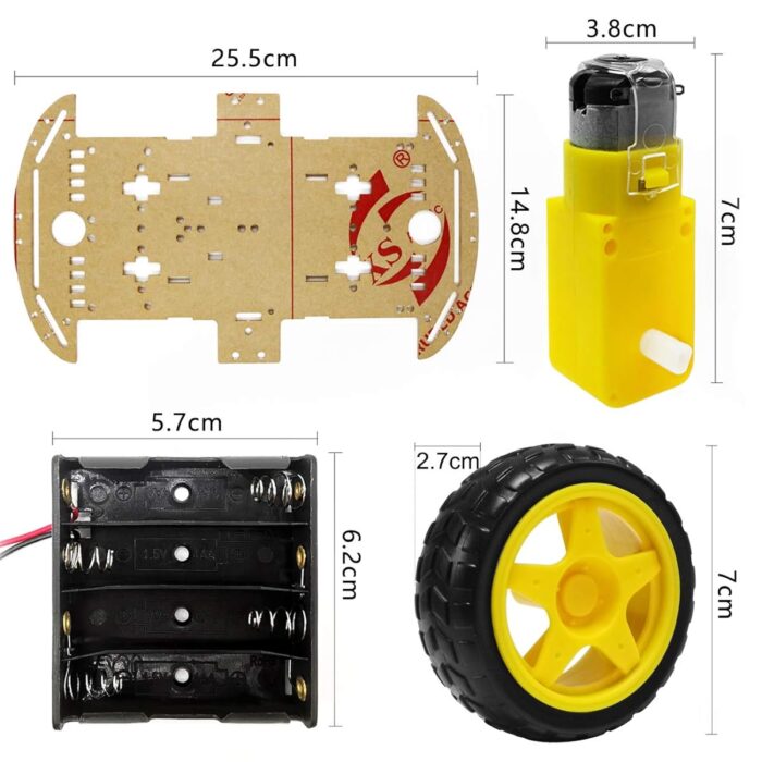 2WD Car Kit -Motor Smart Robot Car Chassis Kit Speed Encoder Battery Box 2WD Tracking Obstacle Avoidance Intelligent Car DIY Kit- FOR ARDUINO, DIY Smart Car Robot Chassis with Motors and Wheels